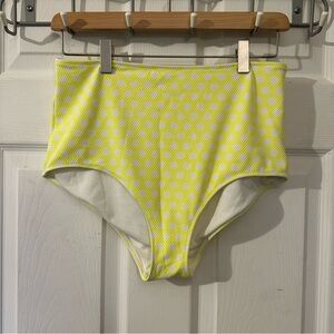 Aerie Yellow Polka Dot High-Waisted Bikini Bottom, M